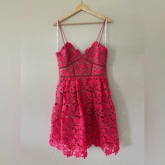 Self-Portrait | Dresses | Self Portrait Azaelea Lace Eyelet Knee Length  Party Wedding Guest Dress Size 8 | Poshmark